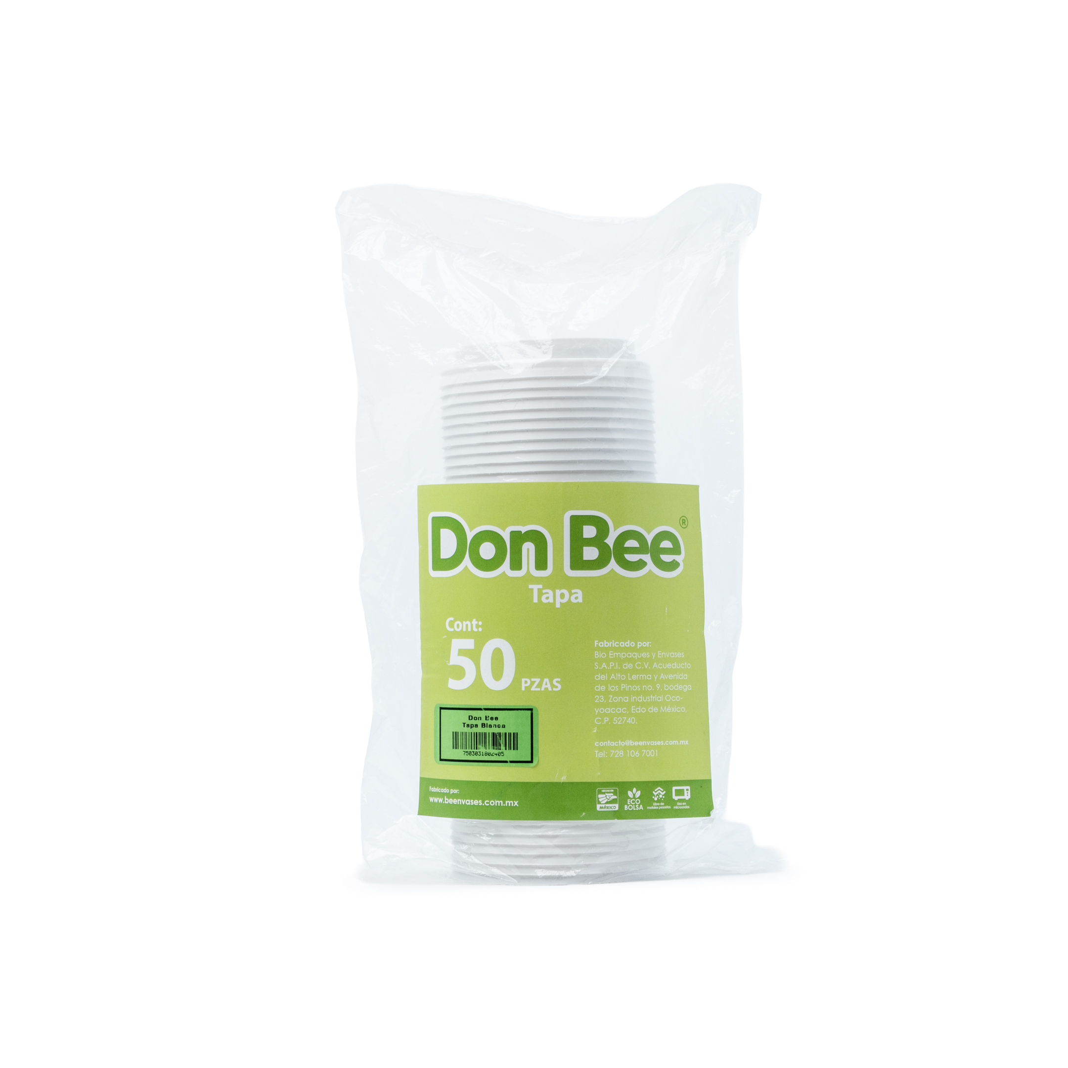 TAPA BLANCA P/VASO 12, 16, 20 OZ DON BEE 50/20 (1000PZ)