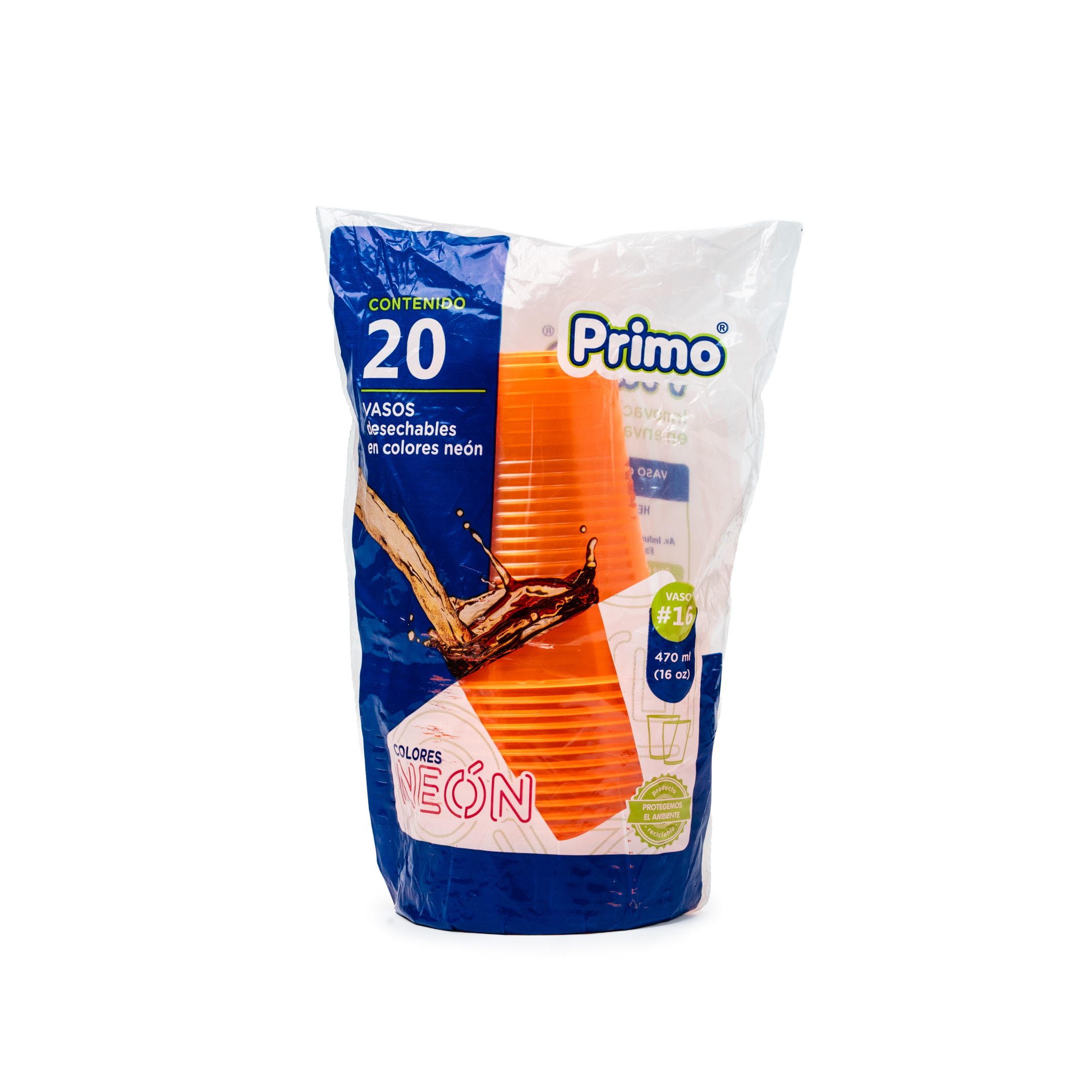 VASO # 16 NARANJA NEON PRIMO 20/20 (400)
